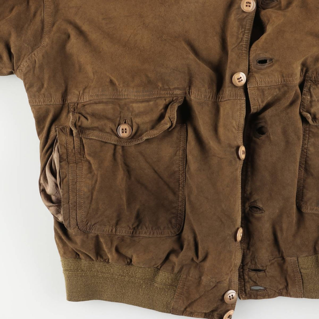 Vintage suede leather blouson, men's size XL Genuine Leather Suede Leather brown type Vintage Second Hand