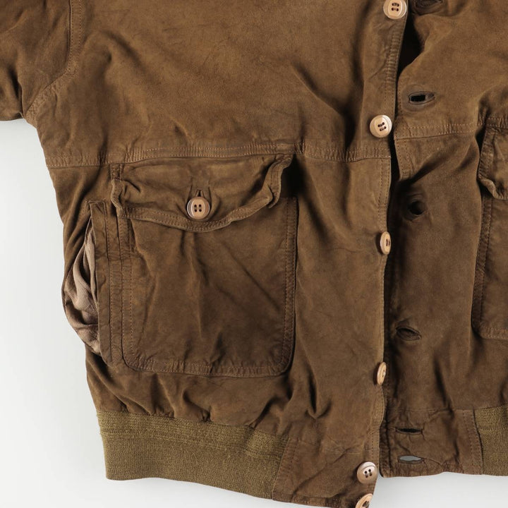Vintage suede leather blouson, men's size XL Genuine Leather Suede Leather brown type Vintage Second Hand