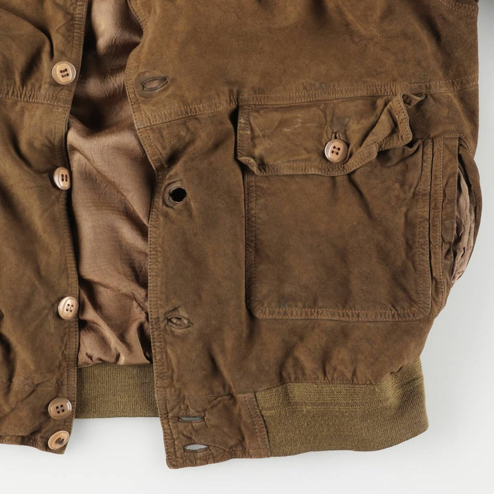 Vintage suede leather blouson, men's size XL Genuine Leather Suede Leather brown type Vintage Second Hand