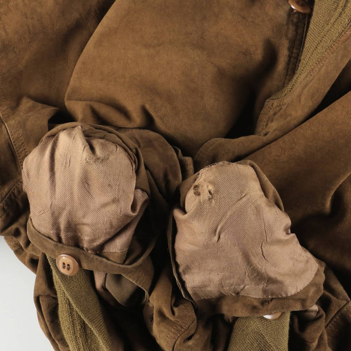 Vintage suede leather blouson, men's size XL Genuine Leather Suede Leather brown type Vintage Second Hand