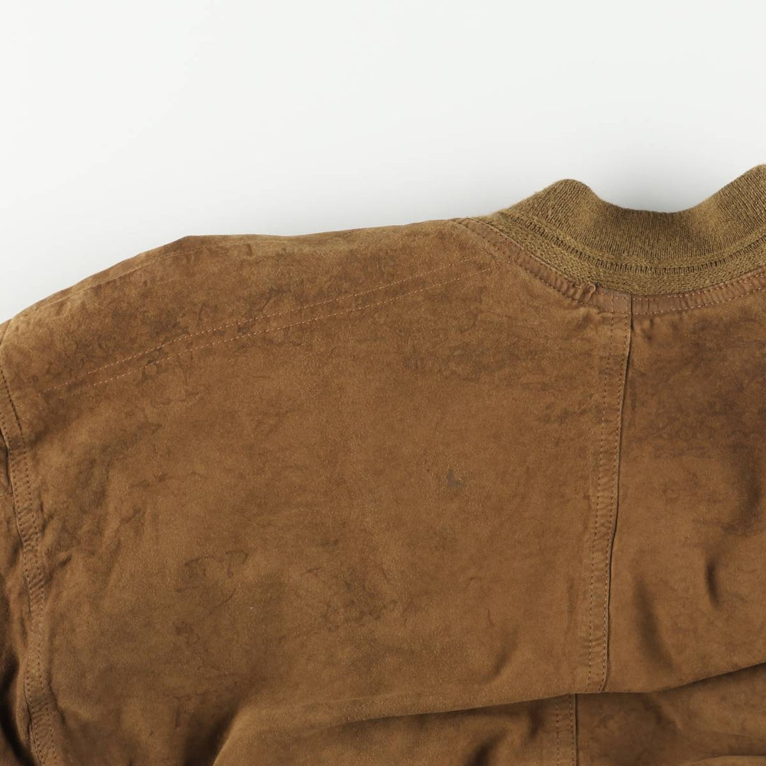Vintage suede leather blouson, men's size XL Genuine Leather Suede Leather brown type Vintage Second Hand