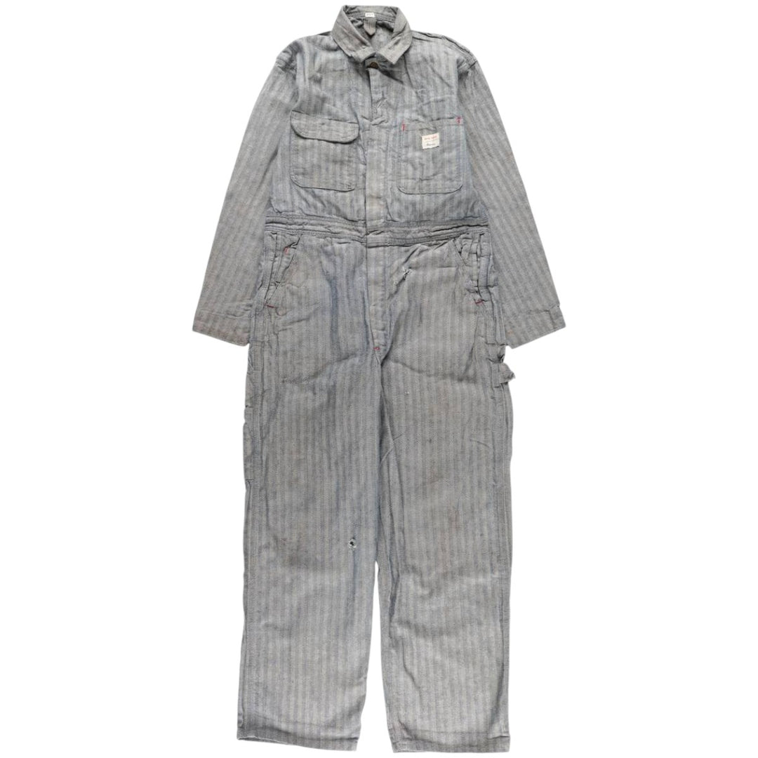 1960'S JCPenney Big Mac Long Sleeve Jumpsuit, Men's Size Medium, Vintage HBT Herringbone Twill unclear gray type Vintage Second Hand