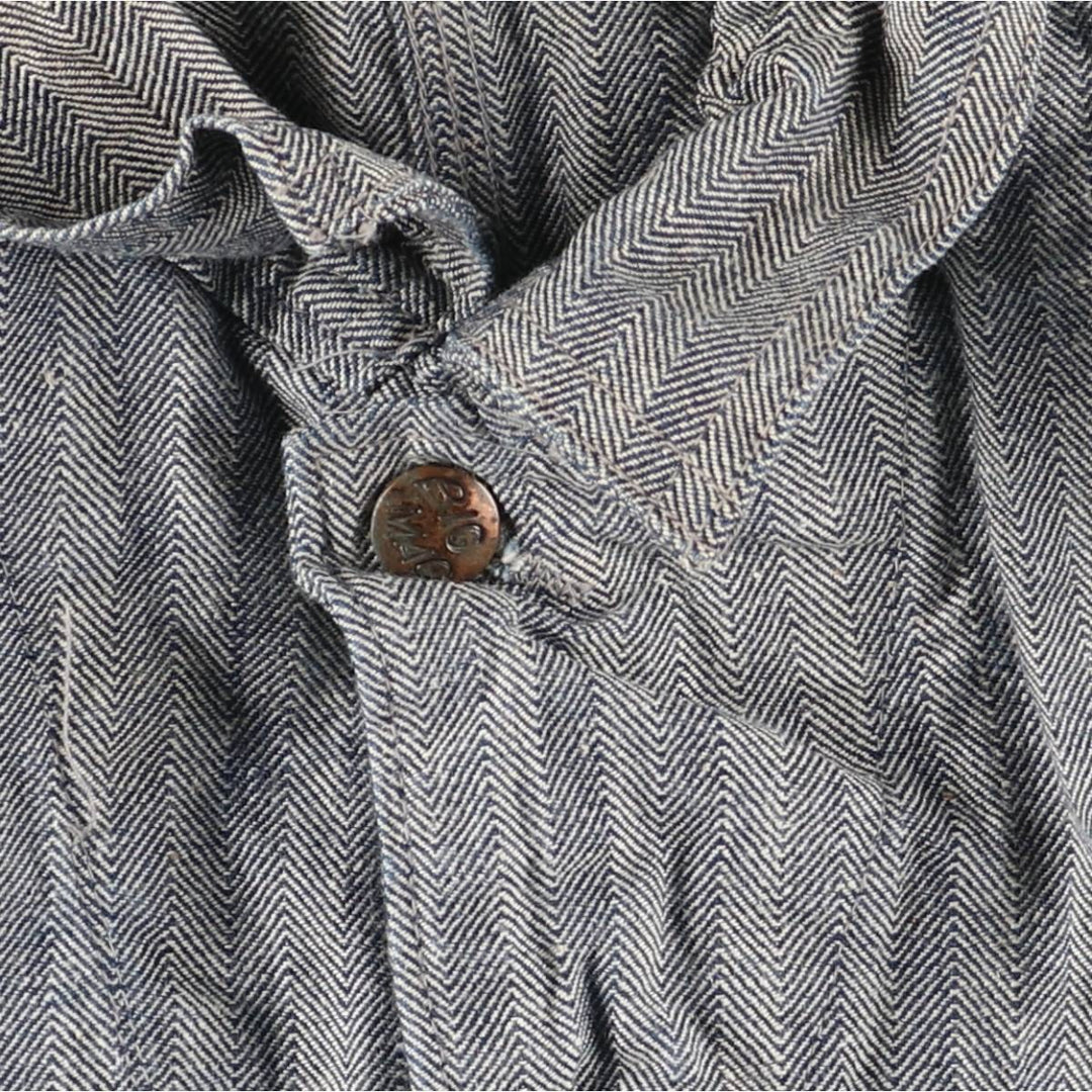 1960'S JCPenney Big Mac Long Sleeve Jumpsuit, Men's Size Medium, Vintage HBT Herringbone Twill unclear gray type Vintage Second Hand