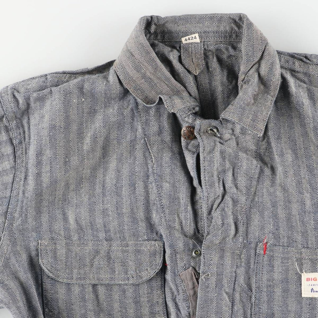 1960'S JCPenney Big Mac Long Sleeve Jumpsuit, Men's Size Medium, Vintage HBT Herringbone Twill unclear gray type Vintage Second Hand
