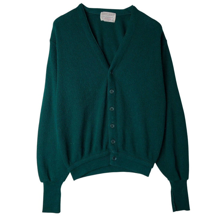 Vintage 1980'S JEFFLINKS acrylic knit cardigan, made in the USA, size M, men's acrylic green type Vintage Second Hand
