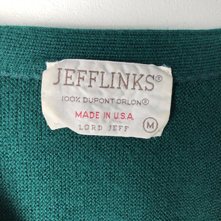 Vintage 1980'S JEFFLINKS acrylic knit cardigan, made in the USA, size M, men's acrylic green type Vintage Second Hand