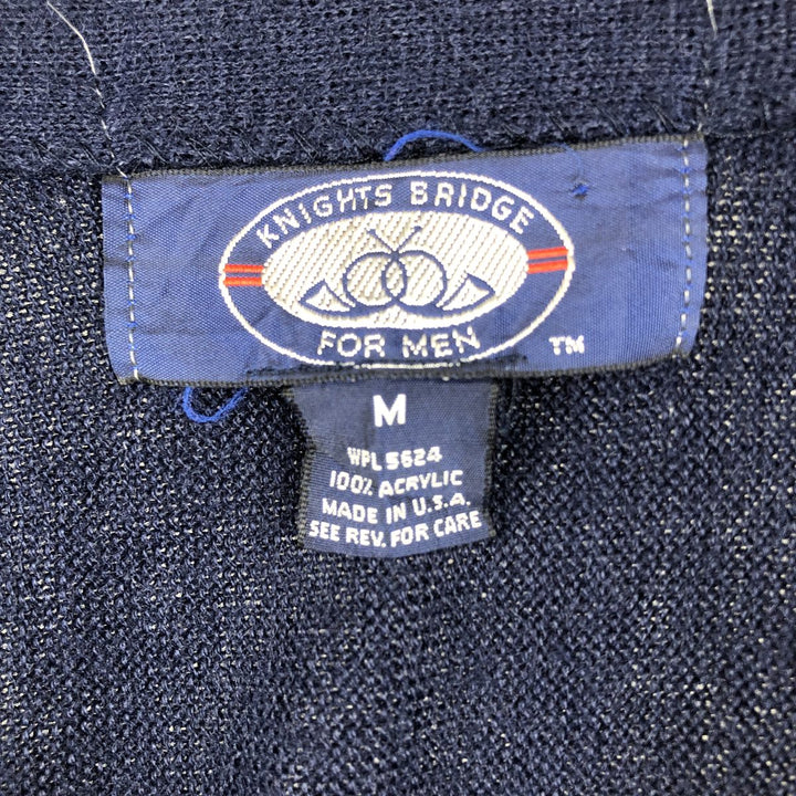 Vintage 90'S Knights Bridge acrylic knit cardigan, made in the USA, size M, men's. acrylic navy blue type Vintage Second Hand