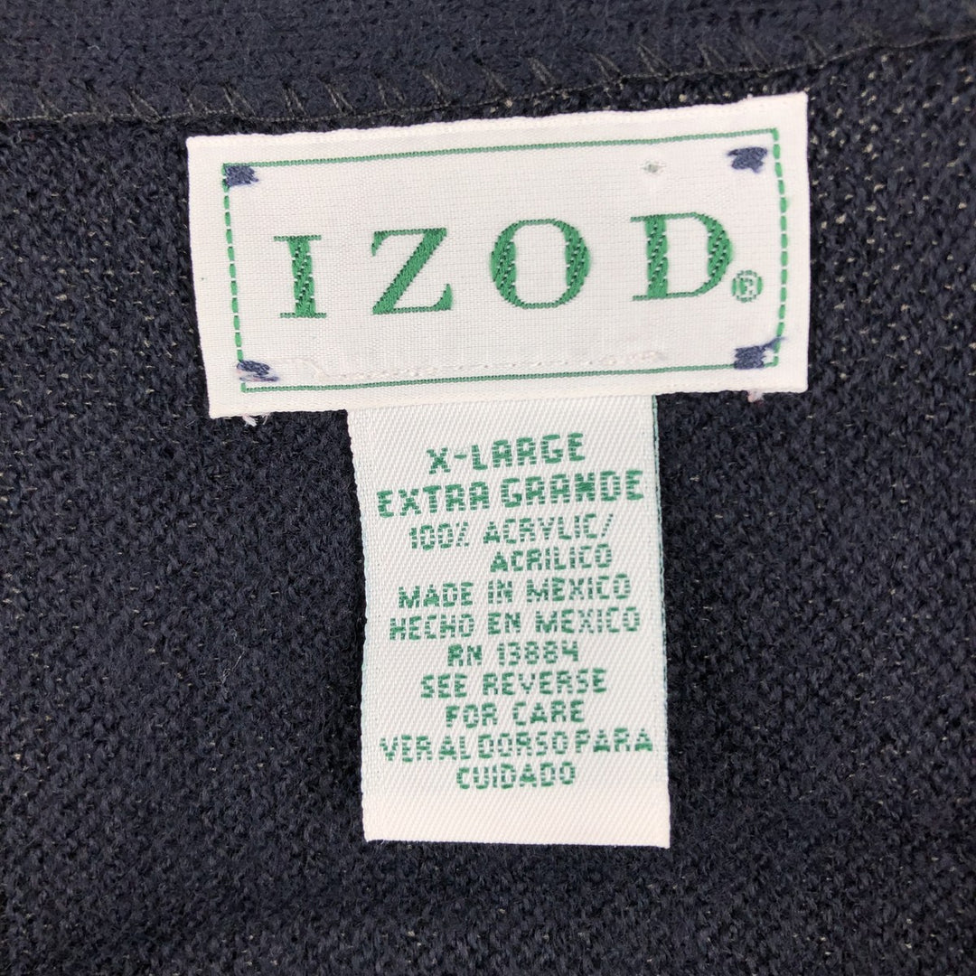 IZOD Acrylic Knit Cardigan, Men's XL unclear navy blue type Vintage Second Hand