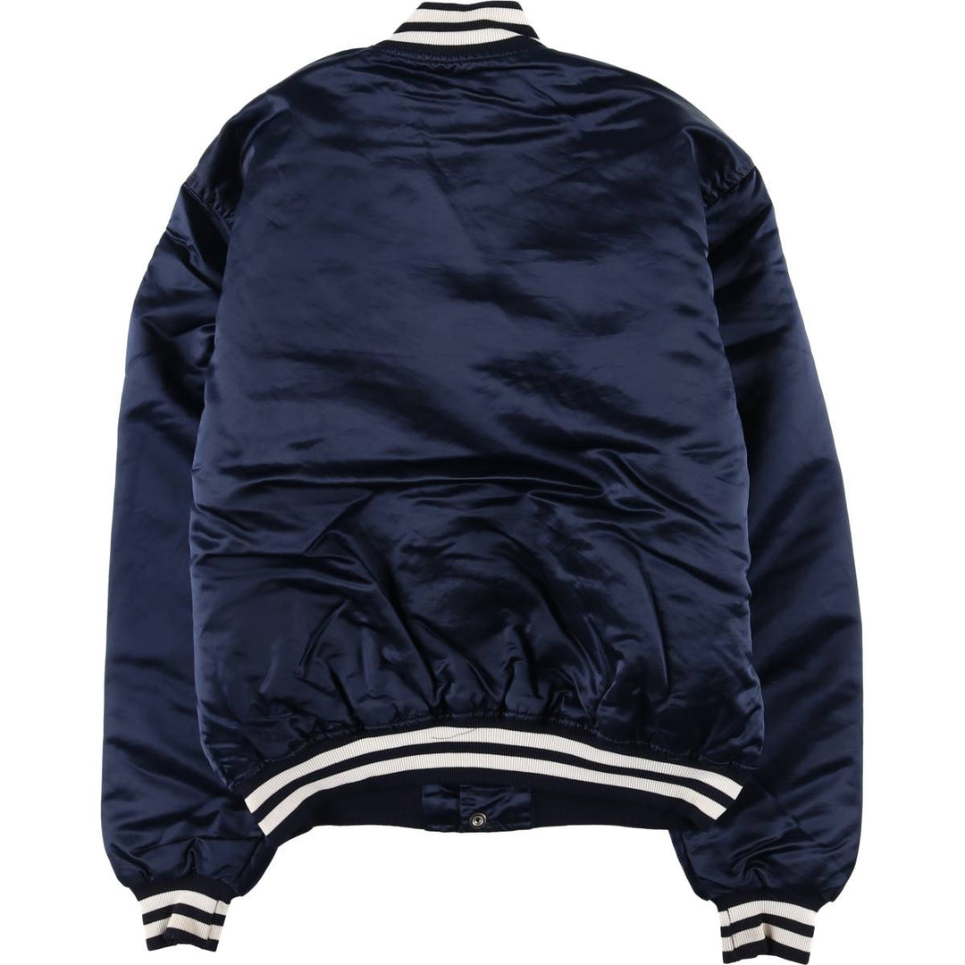 90'S Starter Nylon Stadium Jacket, Award Jacket, Varsity Jacket, Made in USA, Men's XL Nylon navy blue type Vintage Second Hand