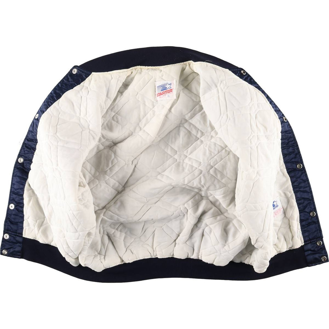 90'S Starter Nylon Stadium Jacket, Award Jacket, Varsity Jacket, Made in USA, Men's XL Nylon navy blue type Vintage Second Hand