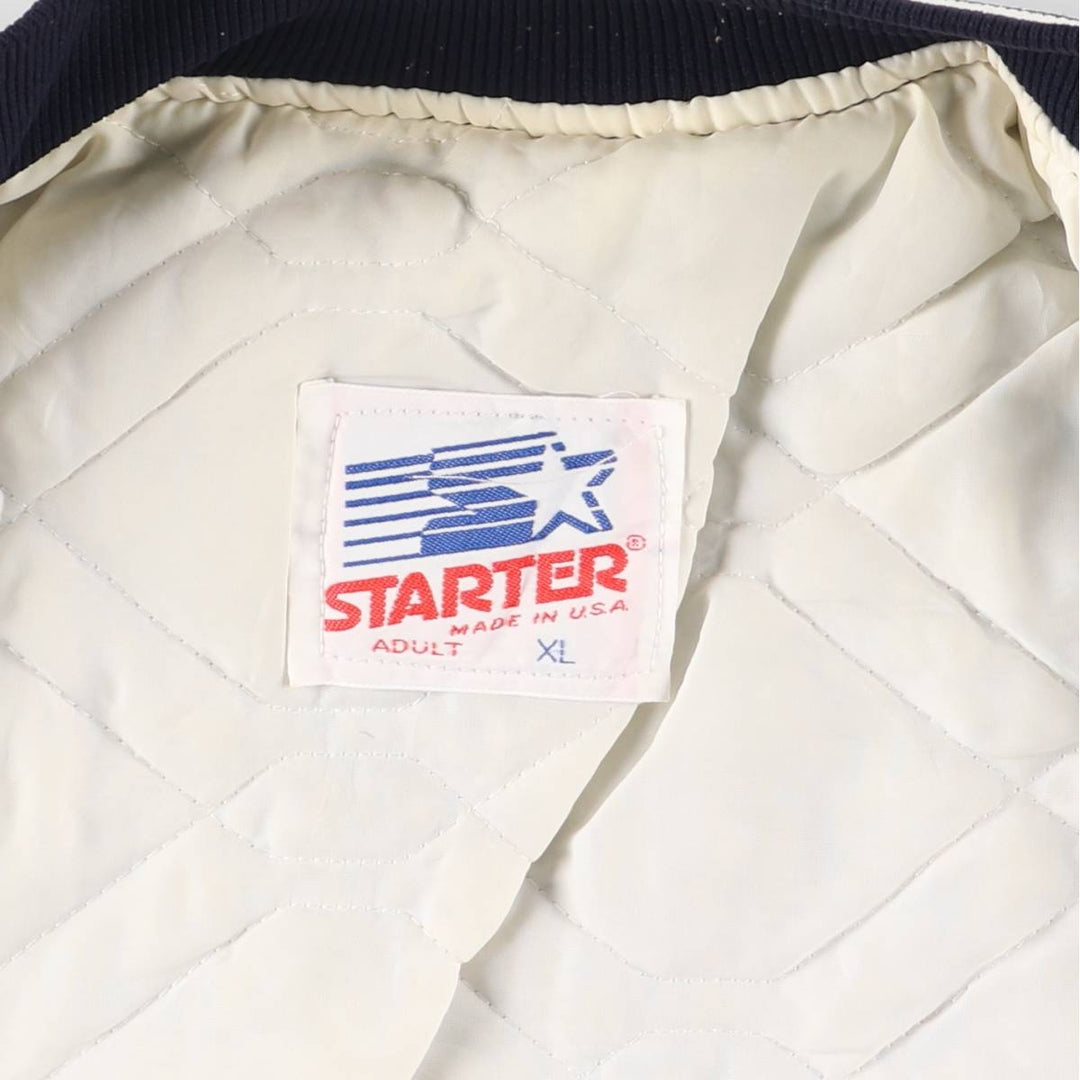 90'S Starter Nylon Stadium Jacket, Award Jacket, Varsity Jacket, Made in USA, Men's XL Nylon navy blue type Vintage Second Hand