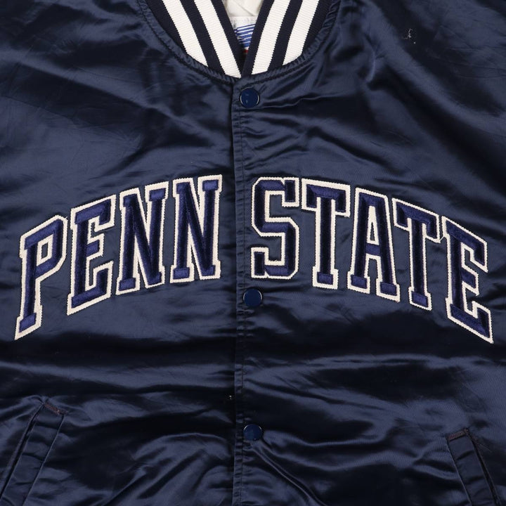 90'S Starter Nylon Stadium Jacket, Award Jacket, Varsity Jacket, Made in USA, Men's XL Nylon navy blue type Vintage Second Hand