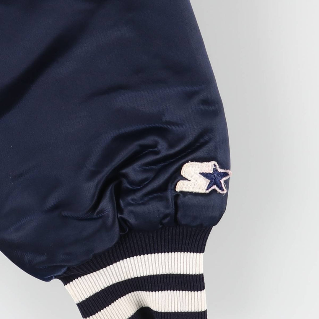 90'S Starter Nylon Stadium Jacket, Award Jacket, Varsity Jacket, Made in USA, Men's XL Nylon navy blue type Vintage Second Hand