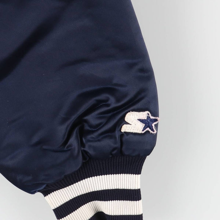 90'S Starter Nylon Stadium Jacket, Award Jacket, Varsity Jacket, Made in USA, Men's XL Nylon navy blue type Vintage Second Hand