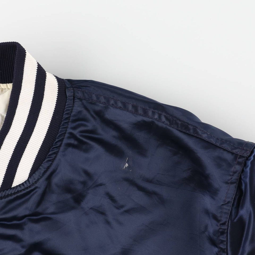 90'S Starter Nylon Stadium Jacket, Award Jacket, Varsity Jacket, Made in USA, Men's XL Nylon navy blue type Vintage Second Hand