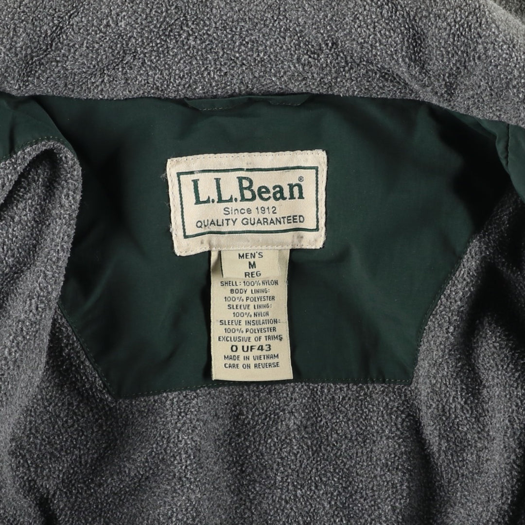90s-00'S LLBean padded puffer jacket, men's size M Nylon Green type dark green Vintage Second Hand