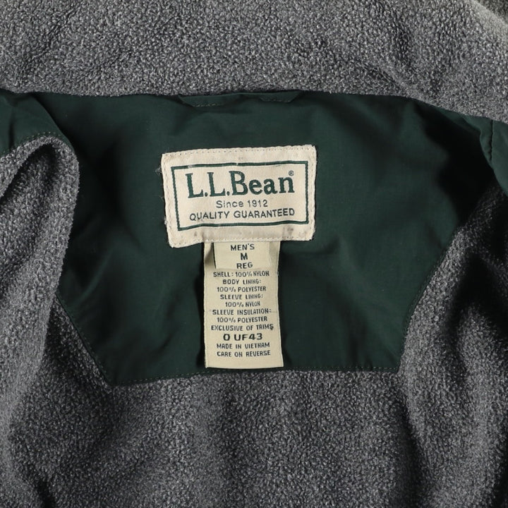 90s-00'S LLBean padded puffer jacket, men's size M Nylon Green type dark green Vintage Second Hand