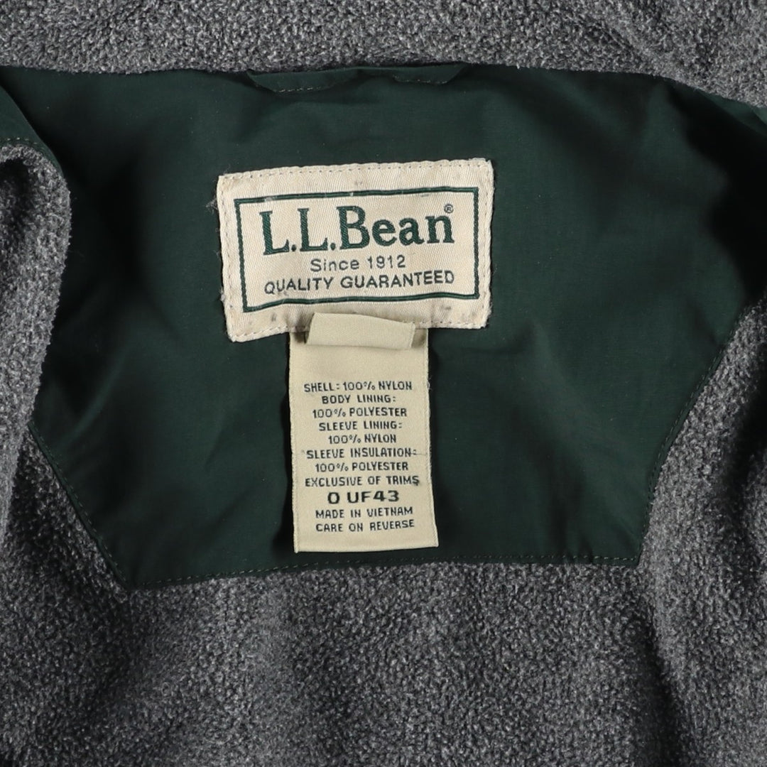 90s-00'S LLBean padded puffer jacket, men's size M Nylon Green type dark green Vintage Second Hand