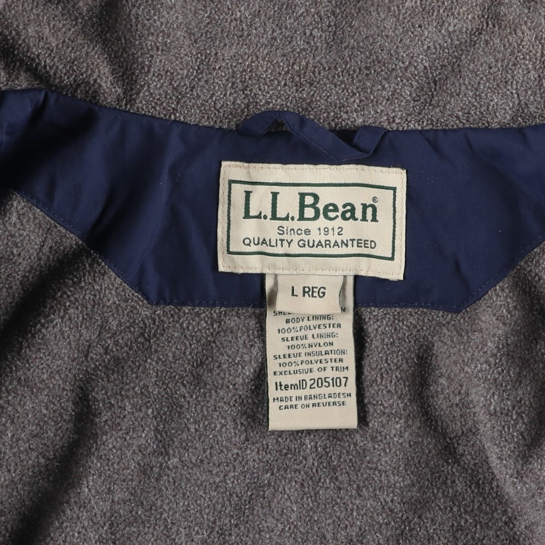 90s-00'S LLBean padded puffer jacket, men's size L Nylon navy blue type Vintage Second Hand