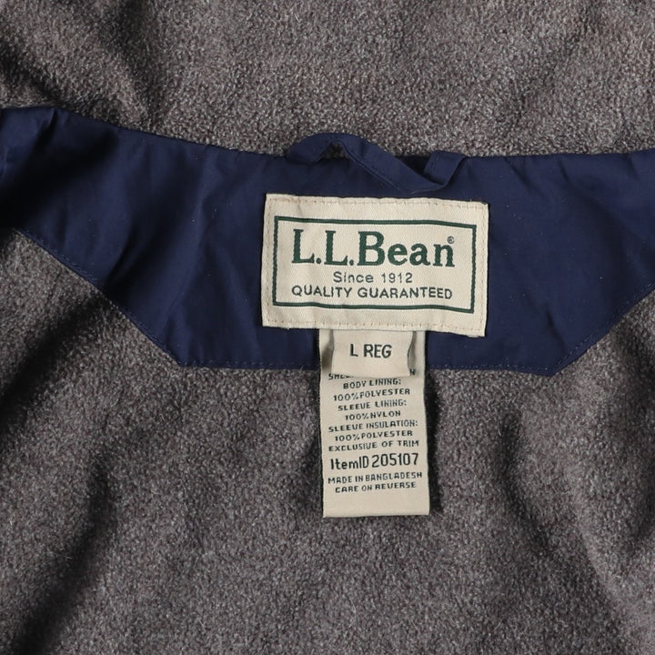 90s-00'S LLBean padded puffer jacket, men's size L Nylon navy blue type Vintage Second Hand