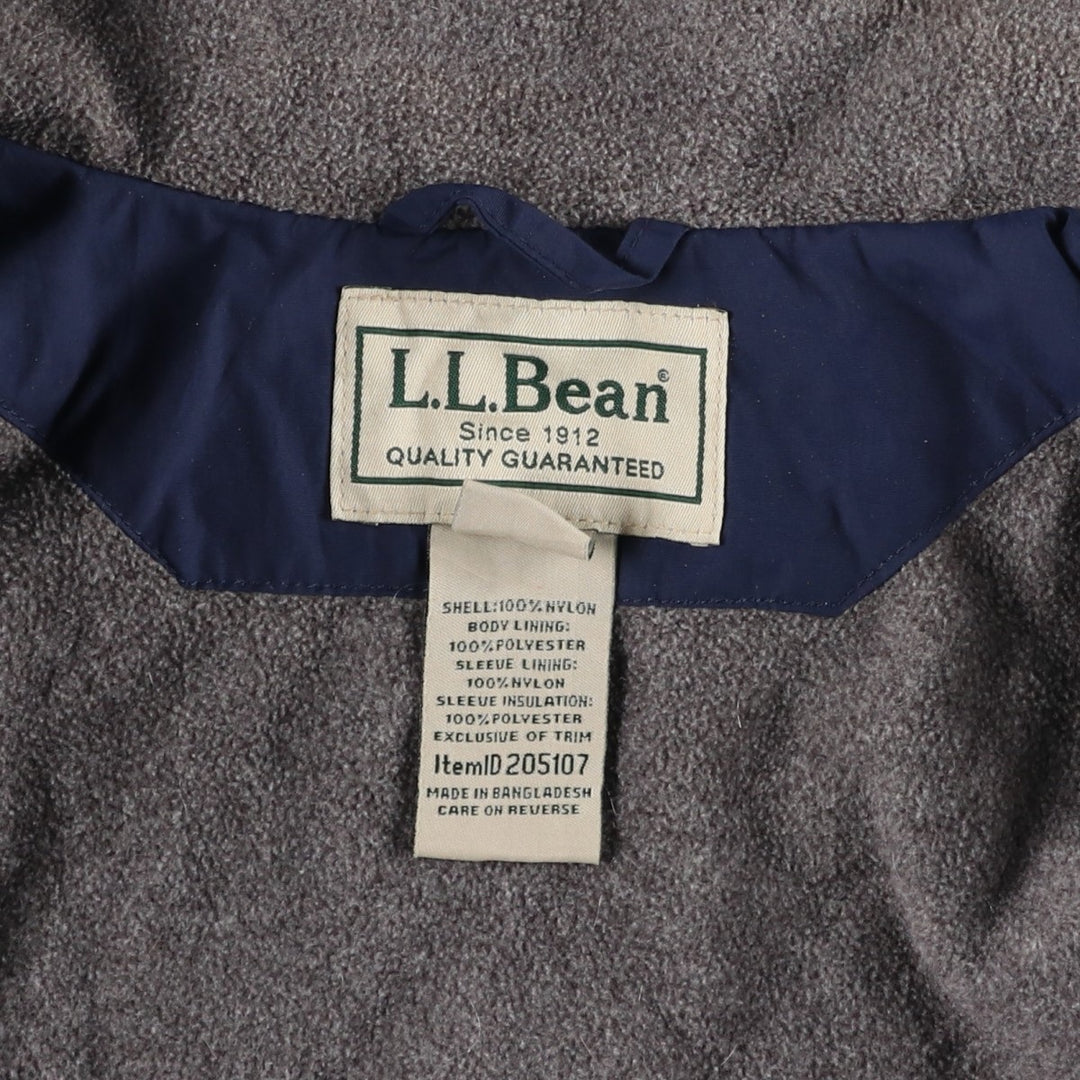 90s-00'S LLBean padded puffer jacket, men's size L Nylon navy blue type Vintage Second Hand