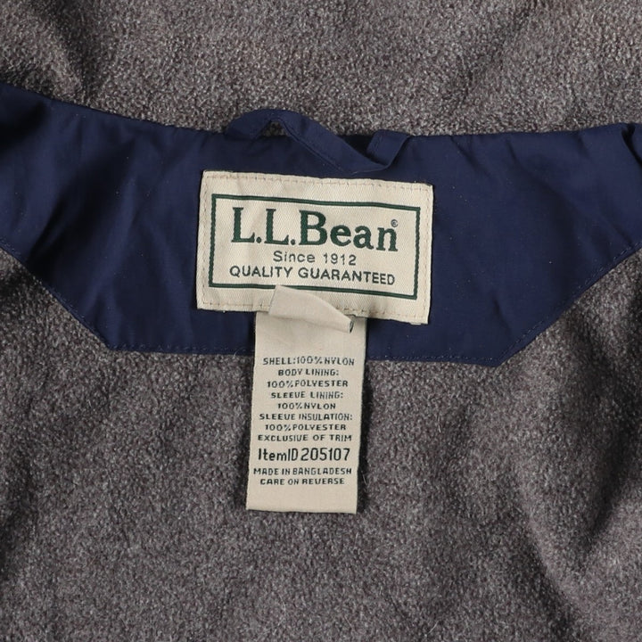 90s-00'S LLBean padded puffer jacket, men's size L Nylon navy blue type Vintage Second Hand