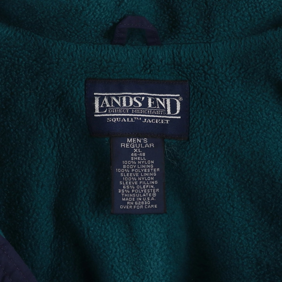 80s-90'S Lands' End SQUALL JACKET Padded Puffer Jacket, Made in USA, Men's XL Nylon navy blue type Vintage Second Hand