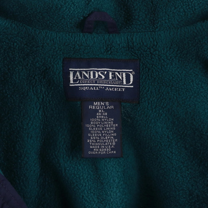 80s-90'S Lands' End SQUALL JACKET Padded Puffer Jacket, Made in USA, Men's XL Nylon navy blue type Vintage Second Hand
