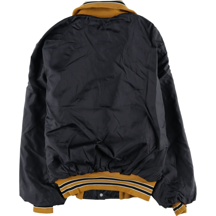 HUWE Collared Nylon Varsity Jacket, Award Jacket, Made in USA, Men's Size L Nylon black type Vintage Second Hand