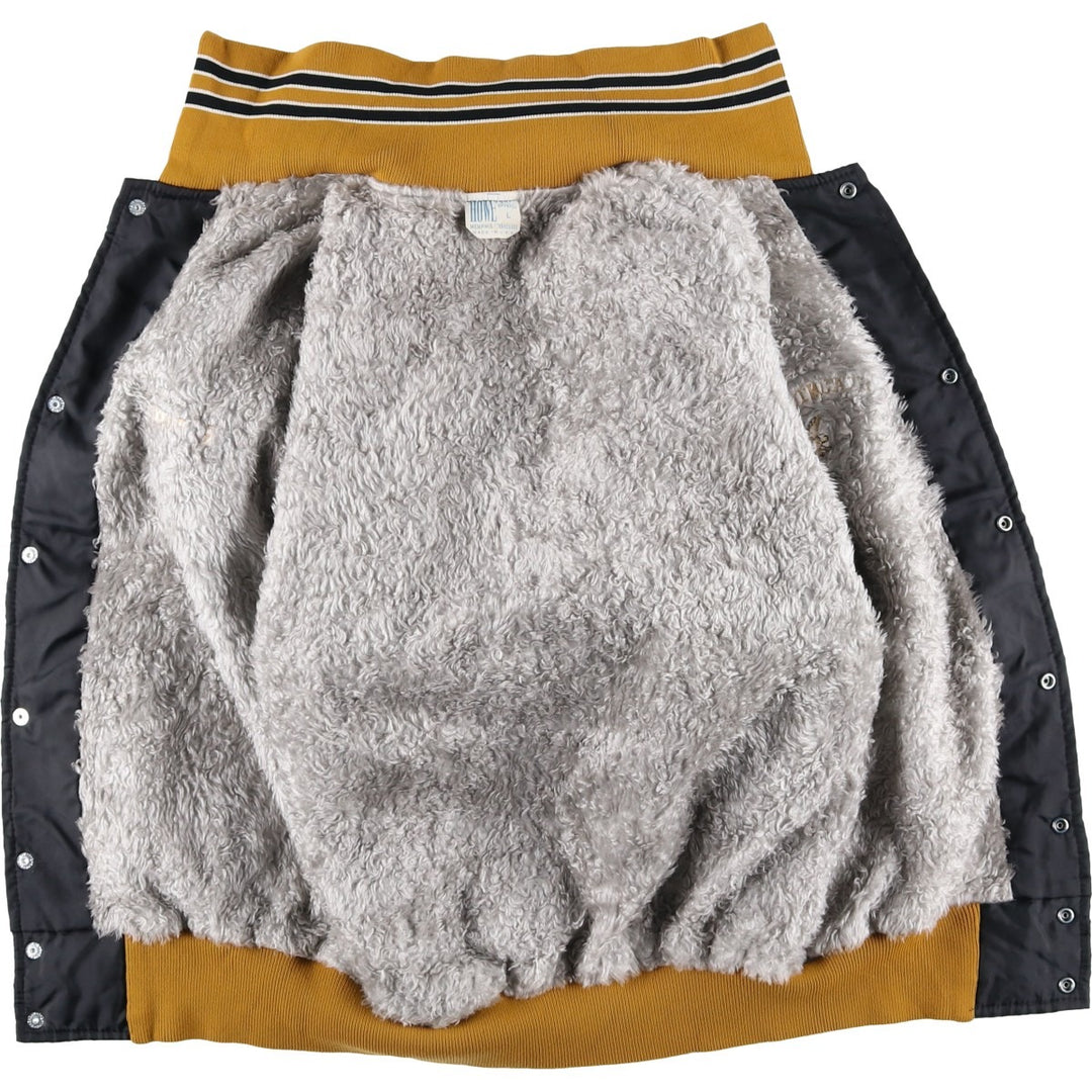 HUWE Collared Nylon Varsity Jacket, Award Jacket, Made in USA, Men's Size L Nylon black type Vintage Second Hand