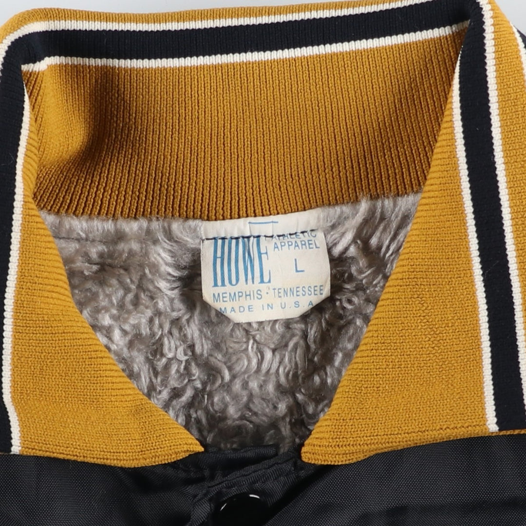 HUWE Collared Nylon Varsity Jacket, Award Jacket, Made in USA, Men's Size L Nylon black type Vintage Second Hand