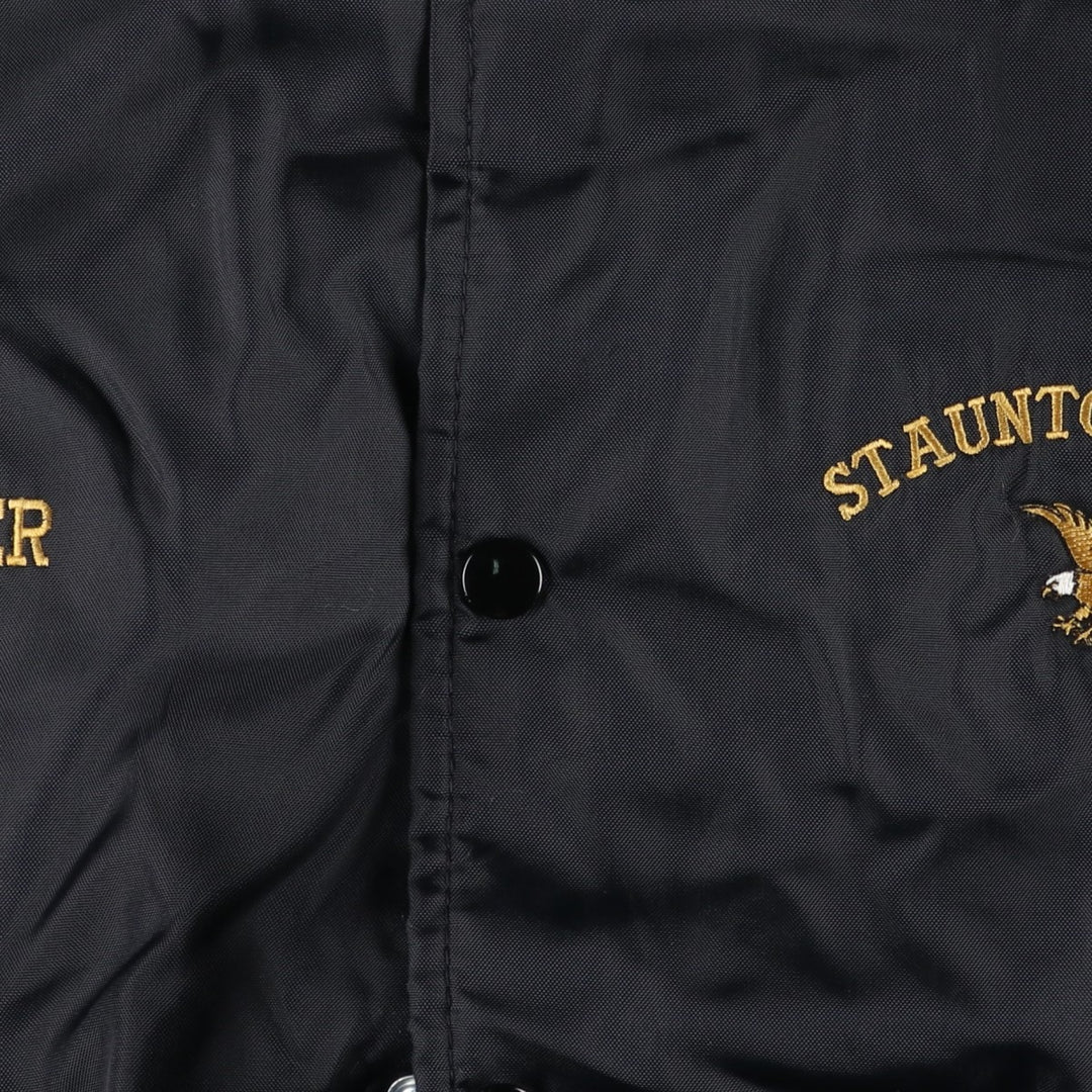 HUWE Collared Nylon Varsity Jacket, Award Jacket, Made in USA, Men's Size L Nylon black type Vintage Second Hand