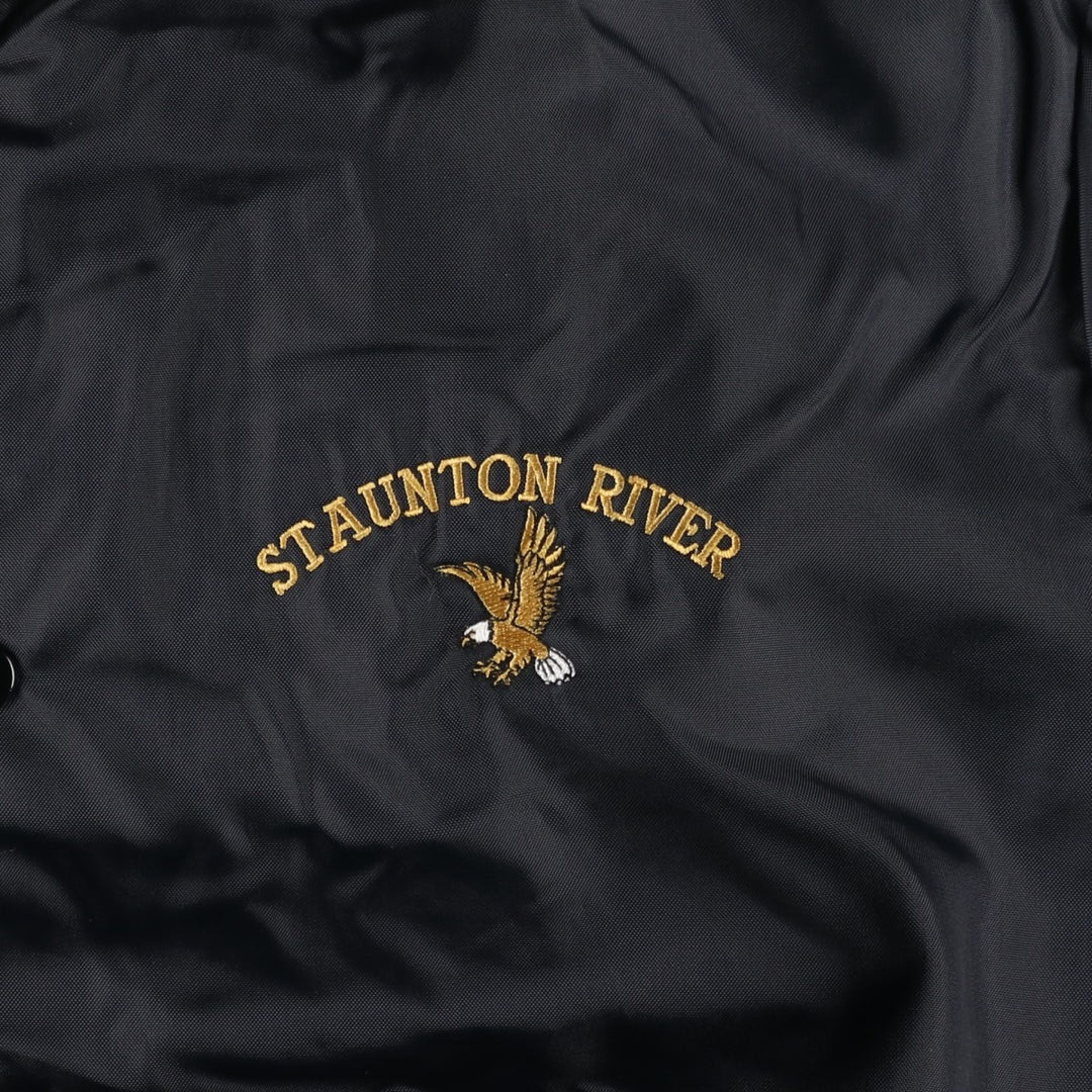 HUWE Collared Nylon Varsity Jacket, Award Jacket, Made in USA, Men's Size L Nylon black type Vintage Second Hand