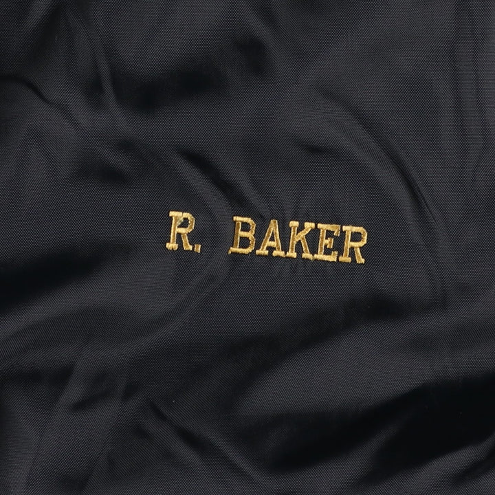 HUWE Collared Nylon Varsity Jacket, Award Jacket, Made in USA, Men's Size L Nylon black type Vintage Second Hand