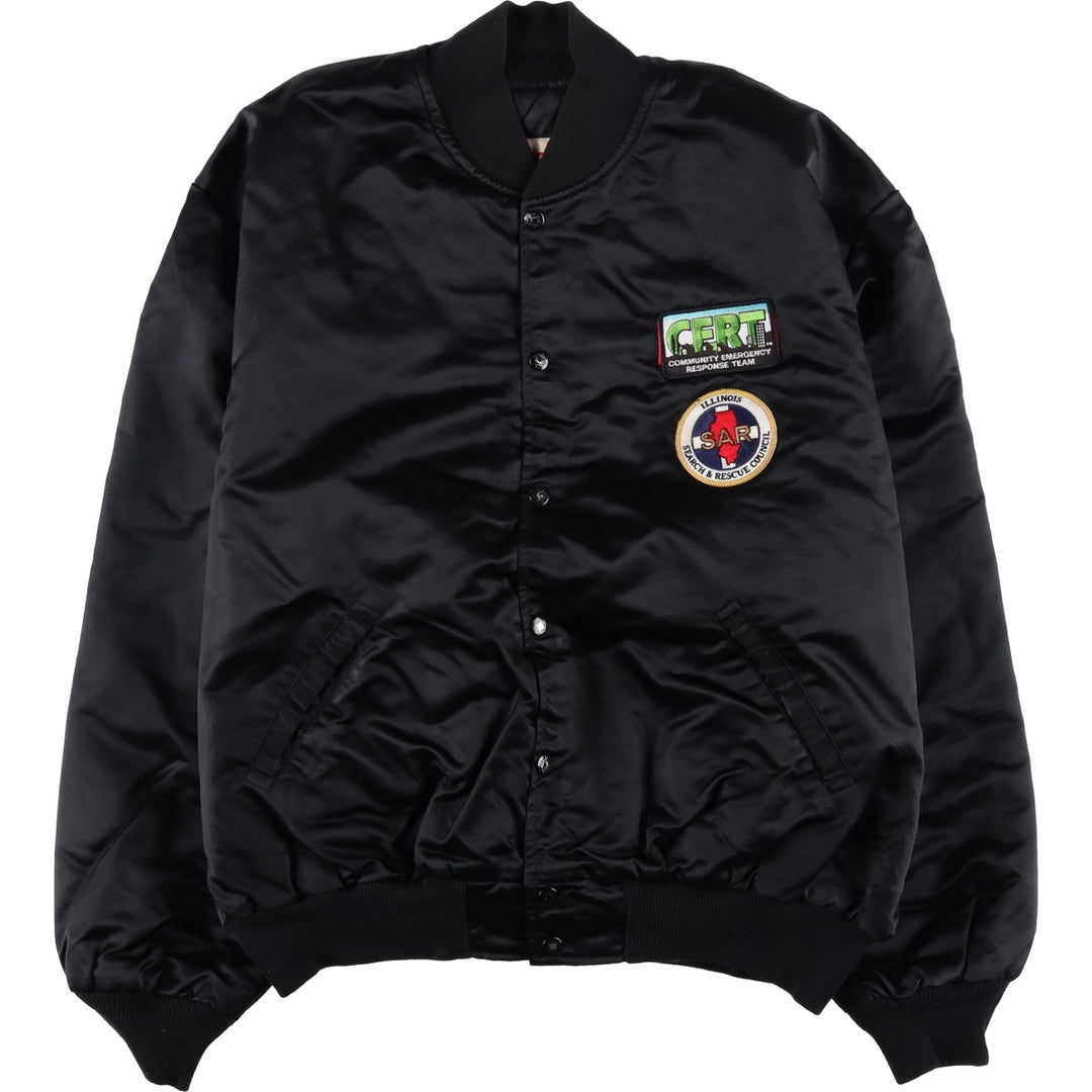 1980'S Richard A. Leslie Birdie Padded Nylon Varsity Jacket, Men's XL unclear black type Vintage Second Hand