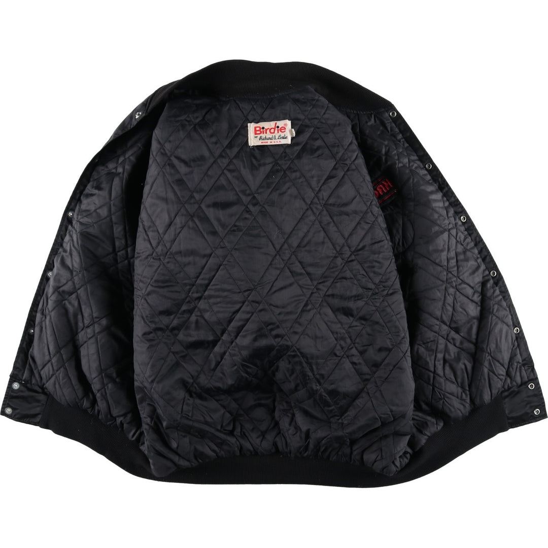 1980'S Richard A. Leslie Birdie Padded Nylon Varsity Jacket, Men's XL unclear black type Vintage Second Hand
