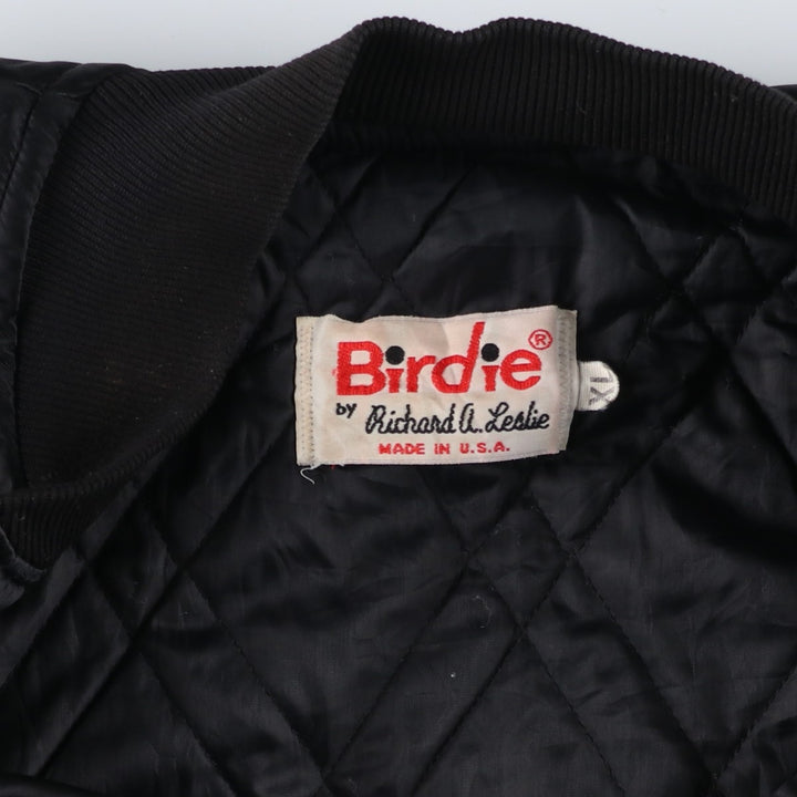 1980'S Richard A. Leslie Birdie Padded Nylon Varsity Jacket, Men's XL unclear black type Vintage Second Hand