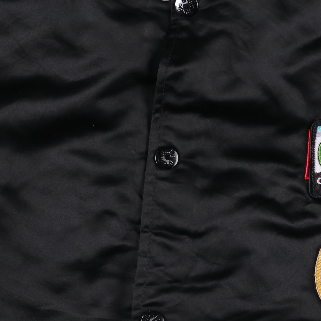 1980'S Richard A. Leslie Birdie Padded Nylon Varsity Jacket, Men's XL unclear black type Vintage Second Hand