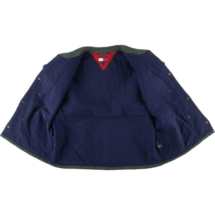 90'S Tommy Hilfiger padded quilted puffer jacket, men's size L Nylon Green type dark green Vintage Second Hand