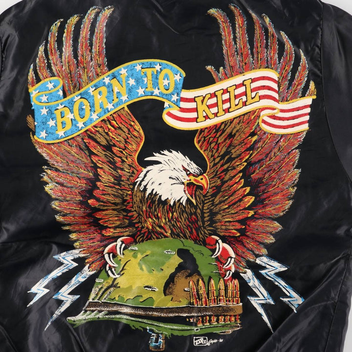 Eagle Pattern Nylon Blouson, Made in England, Men's Size Small Nylon black type Vintage Second Hand