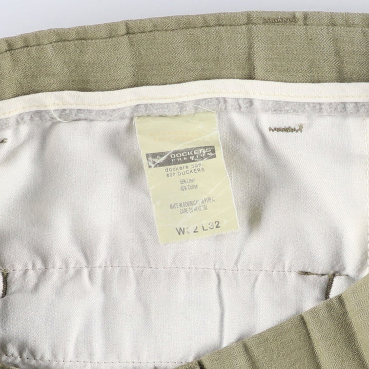 Dockers Premium Two-Pleated Cotton and Linen Pants, Men's Size W30 linen Khaki type Vintage Second Hand