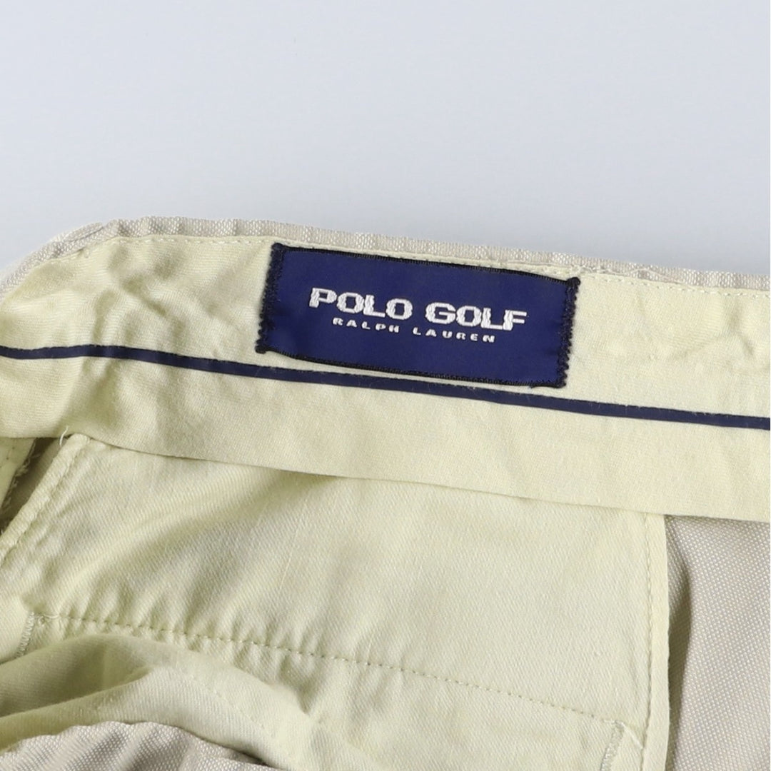 Ralph Lauren POLO GOLF two-pleat slacks, men's size W33 polyester Beige type Vintage Second Hand