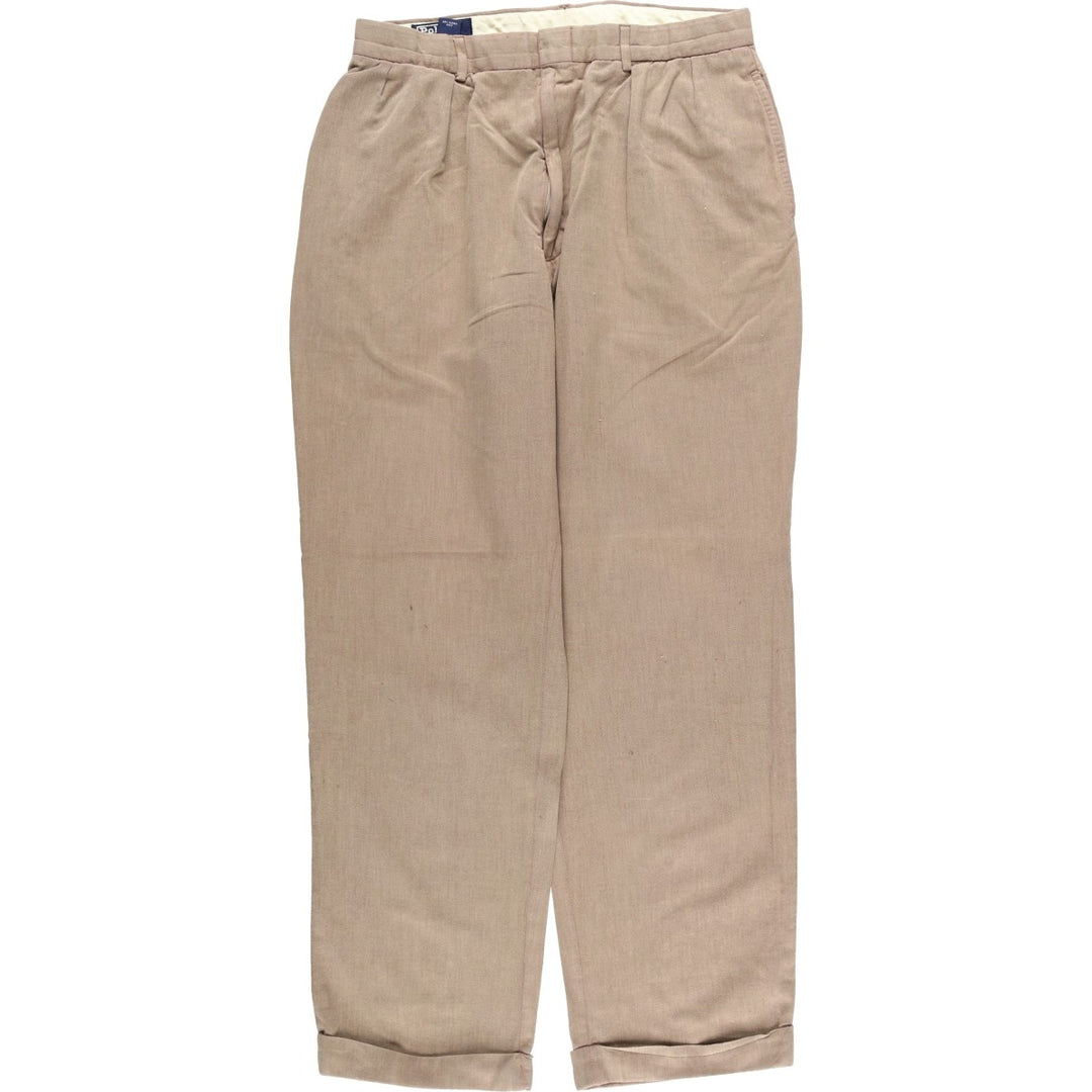 Ralph Lauren POLO by Ralph Lauren two-pleat slacks, men's size W31 cotton beige type brown Vintage Second Hand