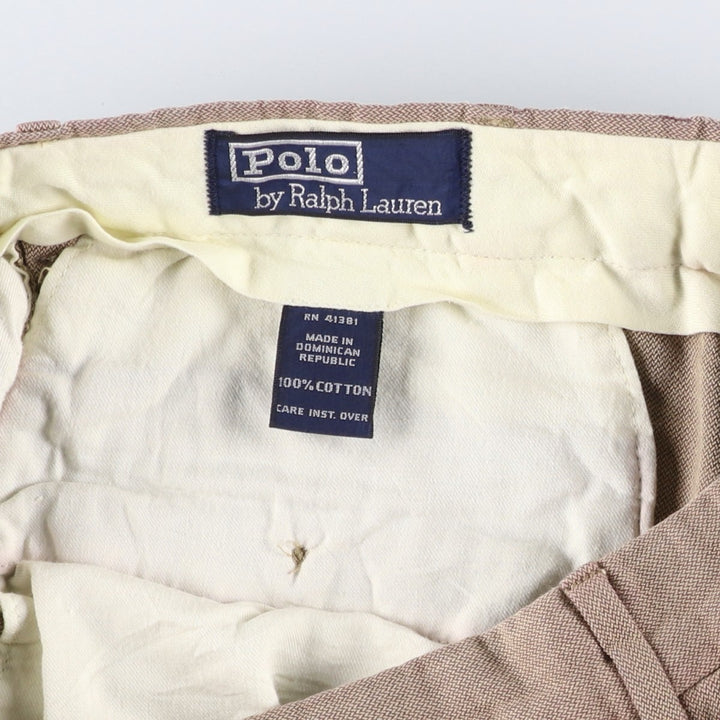 Ralph Lauren POLO by Ralph Lauren two-pleat slacks, men's size W31 cotton beige type brown Vintage Second Hand