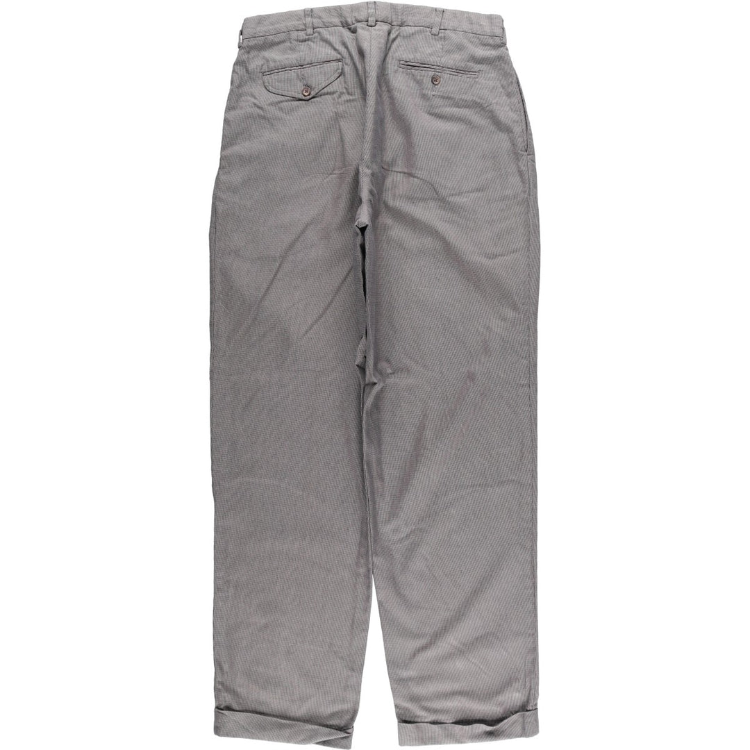 Ralph Lauren POLO by Ralph Lauren Houndstooth Pattern Two-Pleated Slacks, Men's Size W33 cotton gray type Vintage Second Hand