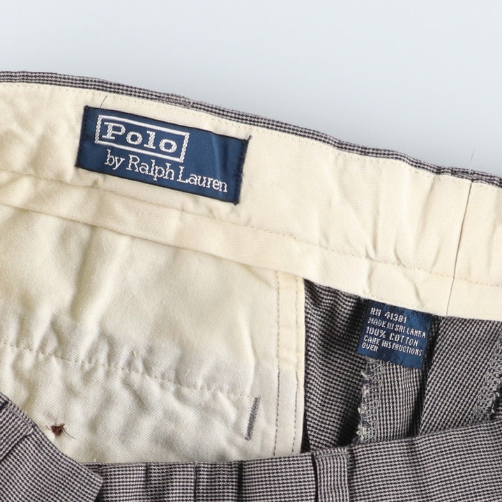 Ralph Lauren POLO by Ralph Lauren Houndstooth Pattern Two-Pleated Slacks, Men's Size W33 cotton gray type Vintage Second Hand