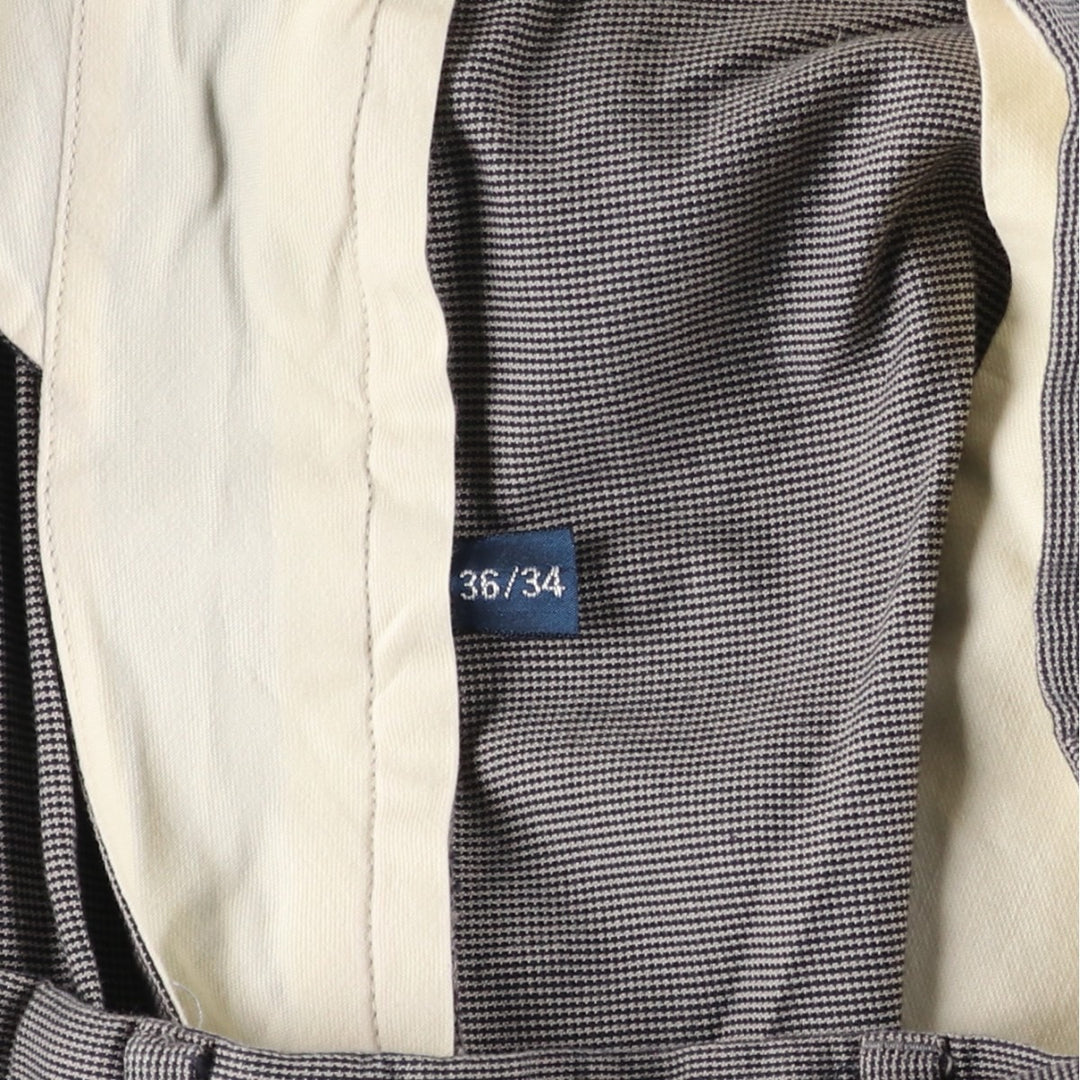 Ralph Lauren POLO by Ralph Lauren Houndstooth Pattern Two-Pleated Slacks, Men's Size W33 cotton gray type Vintage Second Hand