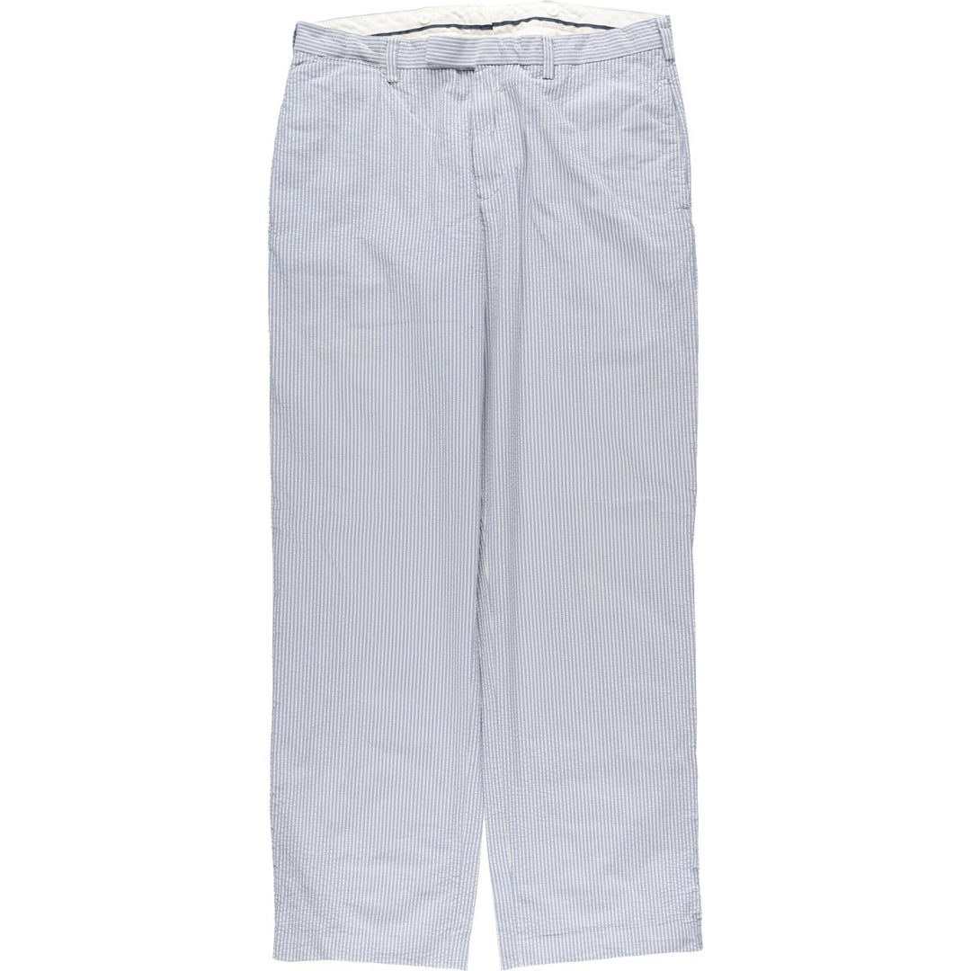 Ralph Lauren POLO by Ralph Lauren seersucker slacks, men's size W35 cotton Blue type light blue Vintage Second Hand