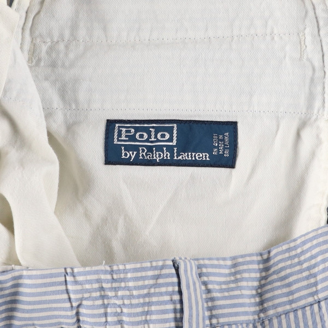 Ralph Lauren POLO by Ralph Lauren seersucker slacks, men's size W35 cotton Blue type light blue Vintage Second Hand