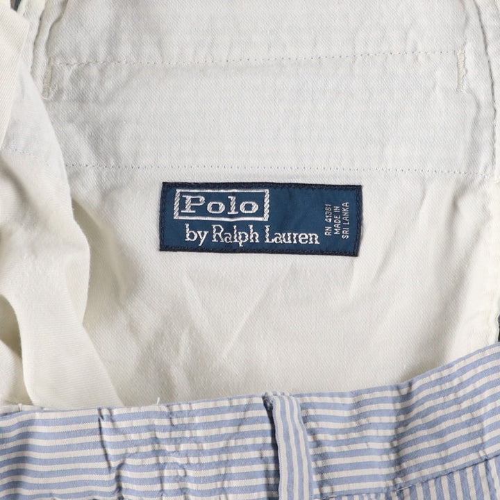 Ralph Lauren POLO by Ralph Lauren seersucker slacks, men's size W35 cotton Blue type light blue Vintage Second Hand
